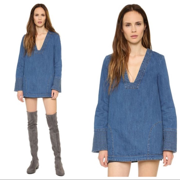 Free People Dresses & Skirts - Free People Denim Dreaming Tunic Dress Jean XS